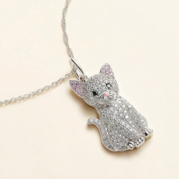 Cubic Zirconia Cat Necklace - Picture 7 of 8